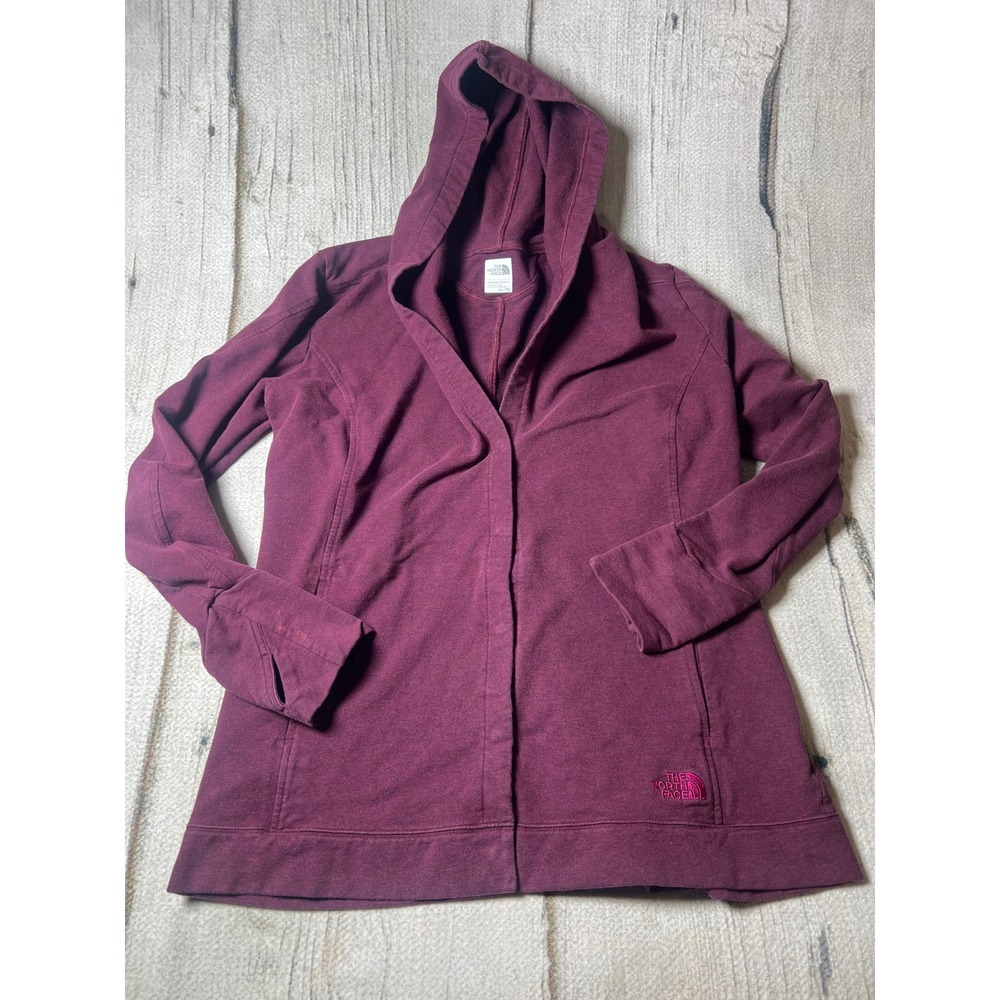 The North Face‎ Open snap Front Hoodie Women XL Burgundy Athleisure Minimalist